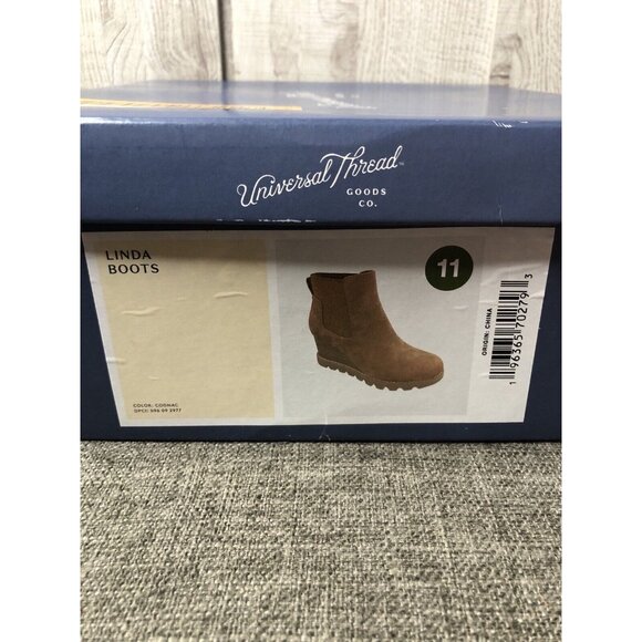 Universal Thread Womens Boots Size 11 Cognac Brown Linda Ankle Bootie Slip On - Picture 8 of 8